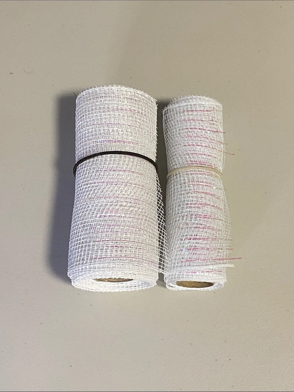 Lot of 17 Rolls of Opened and Used Deco Polymesh and Burlap